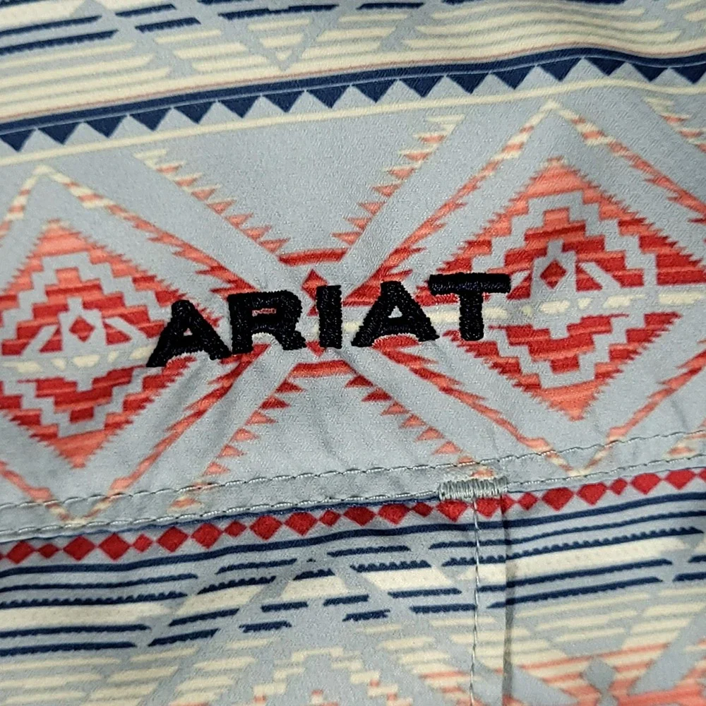 Ariat VentTEK Shirt Mens XL Blue Red Southwestern Aztec Classic Fit 10039448